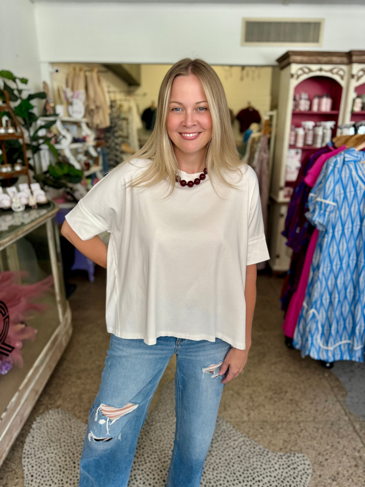 Oversized Basic Tee, Ivory