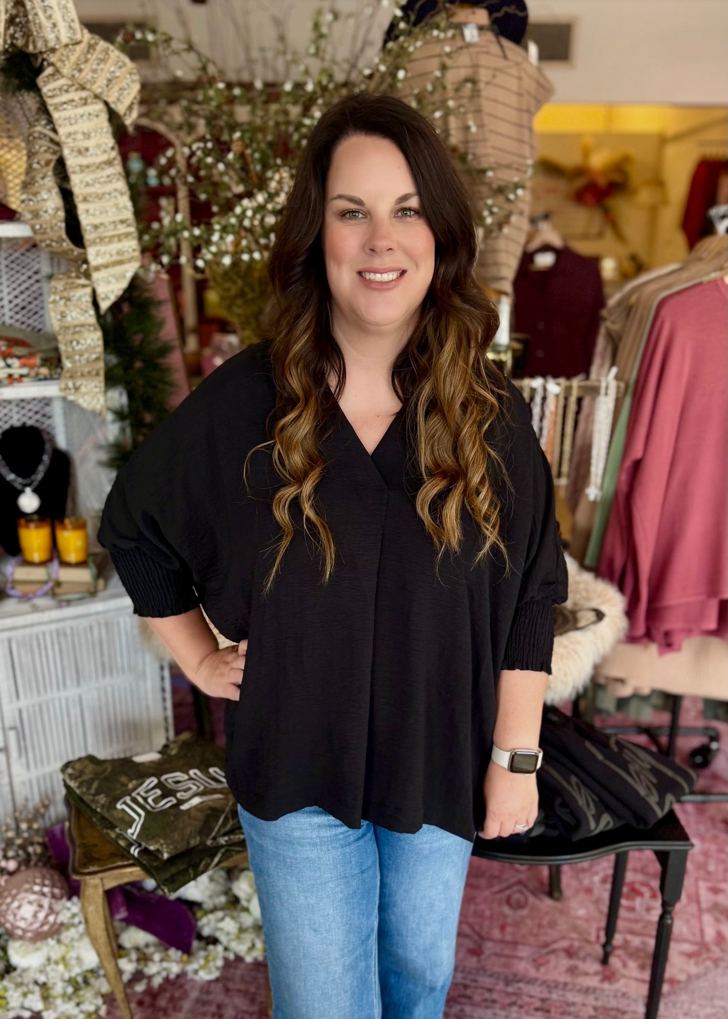 Textured Dolman Sleeve Top