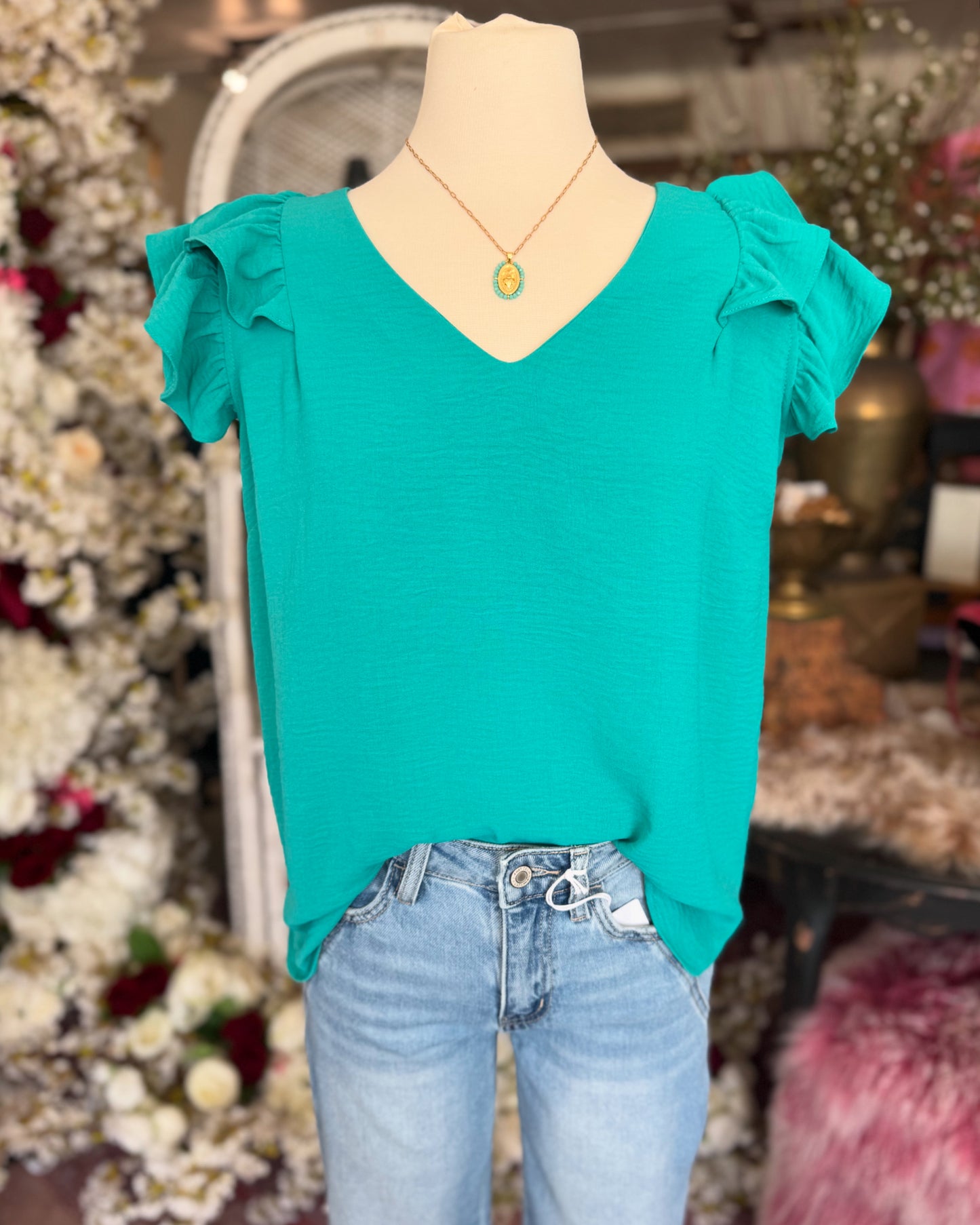 Jade Flutter Sleeve Top