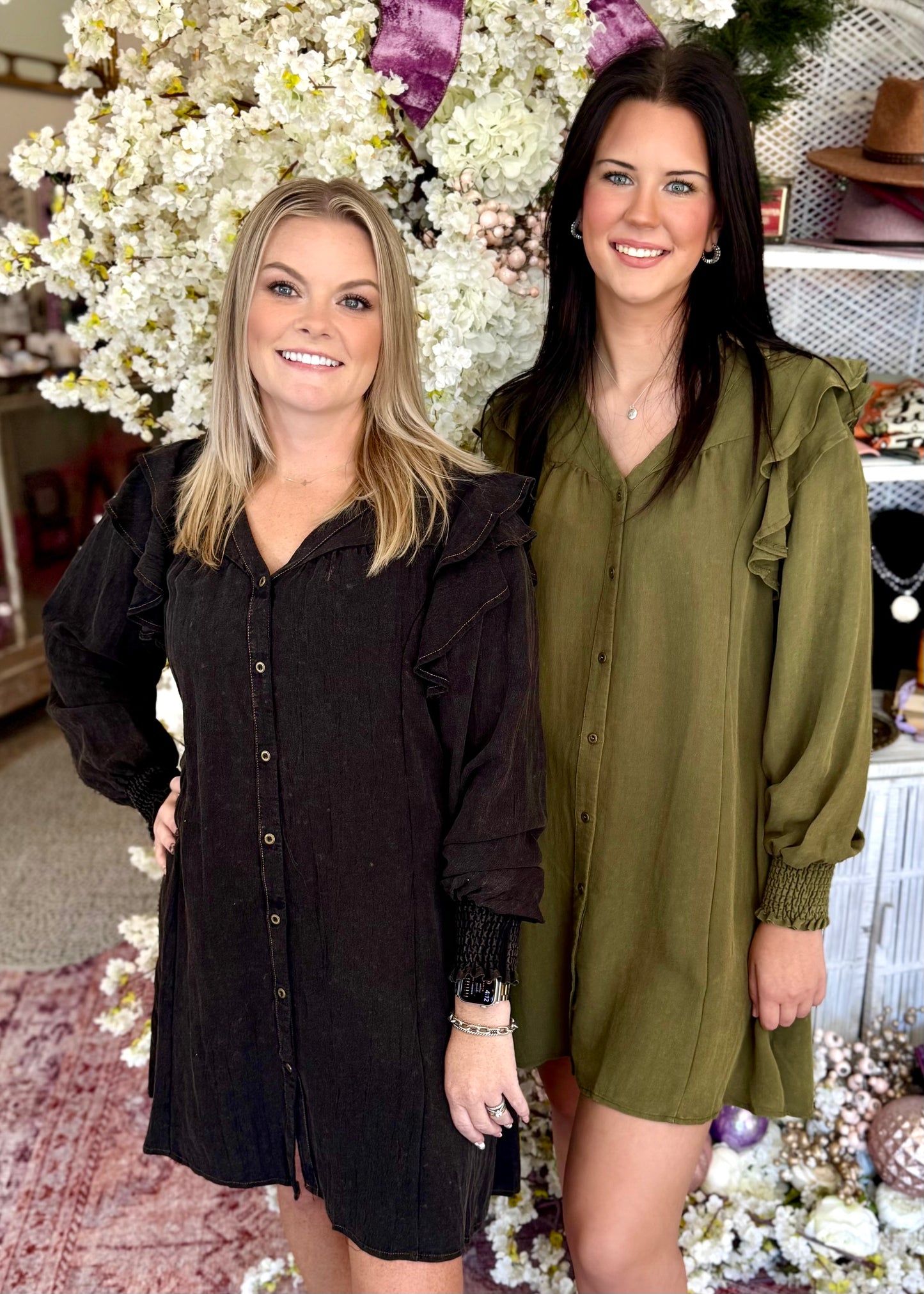 Ruffle Shoulder Dress, Black