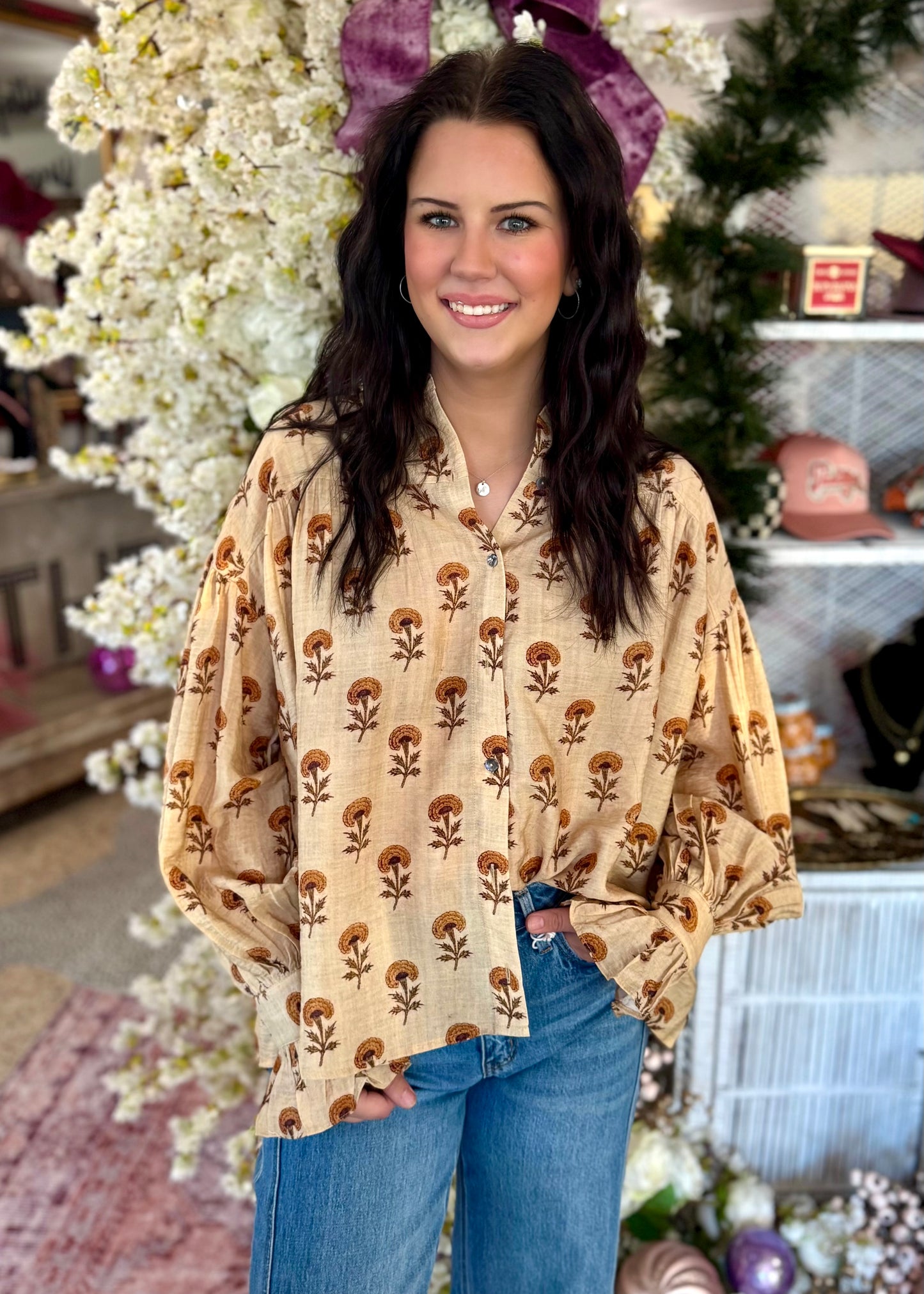Marigold Button Down Top