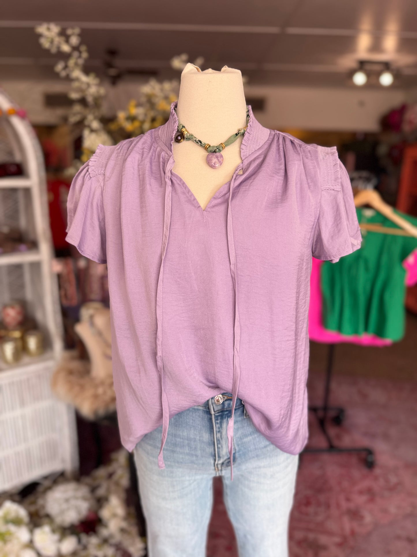 Lavender Flutter Sleeve Top