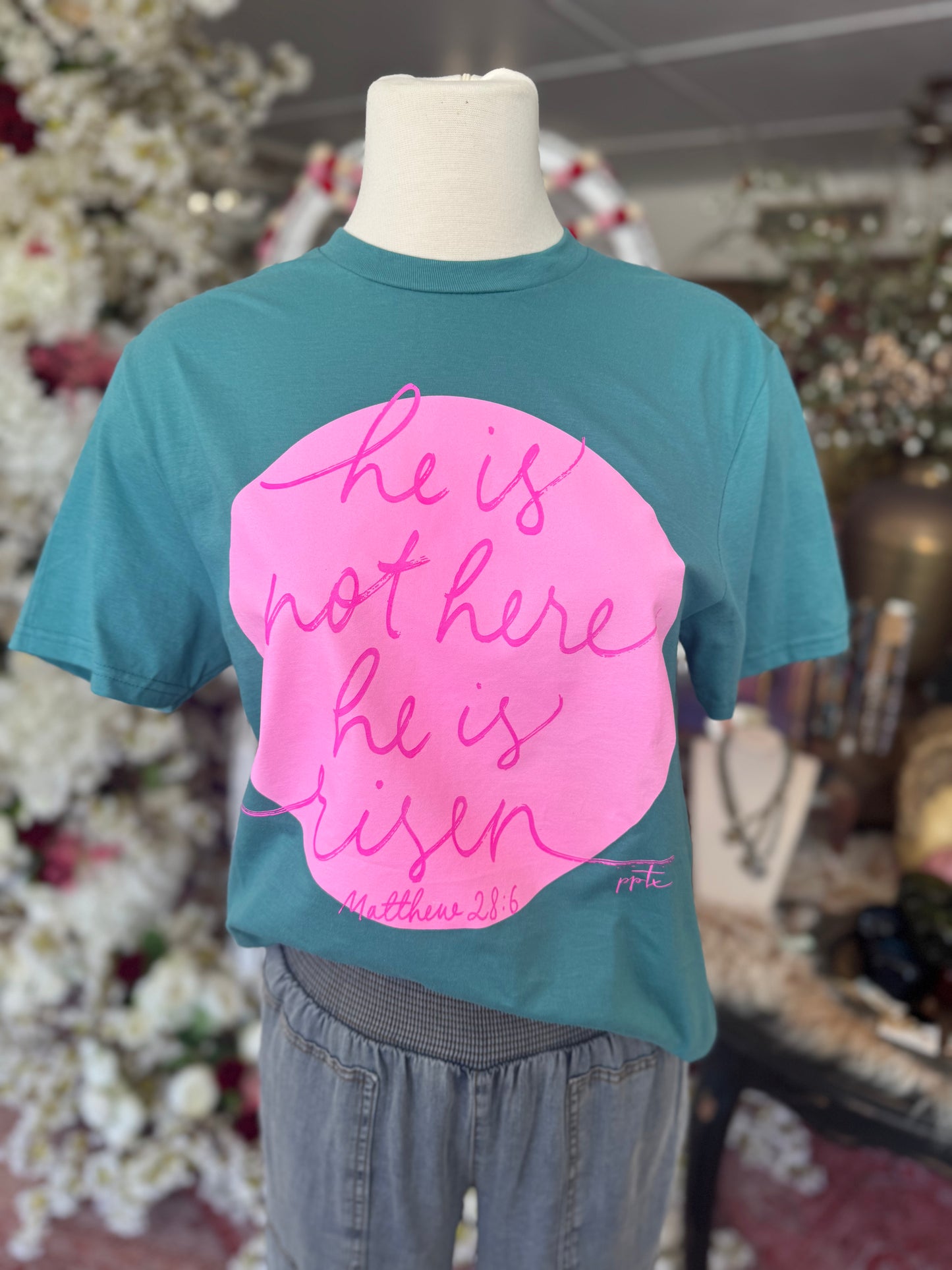 He is Risen Pink Circle Tee