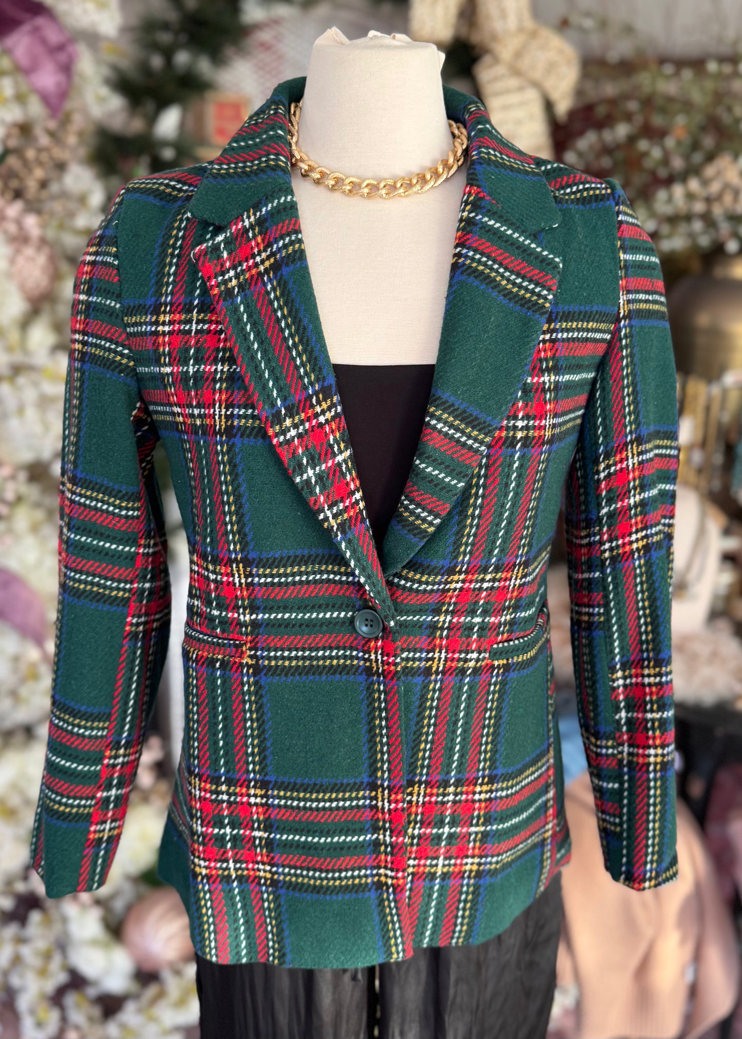 Green Plaid Blazer