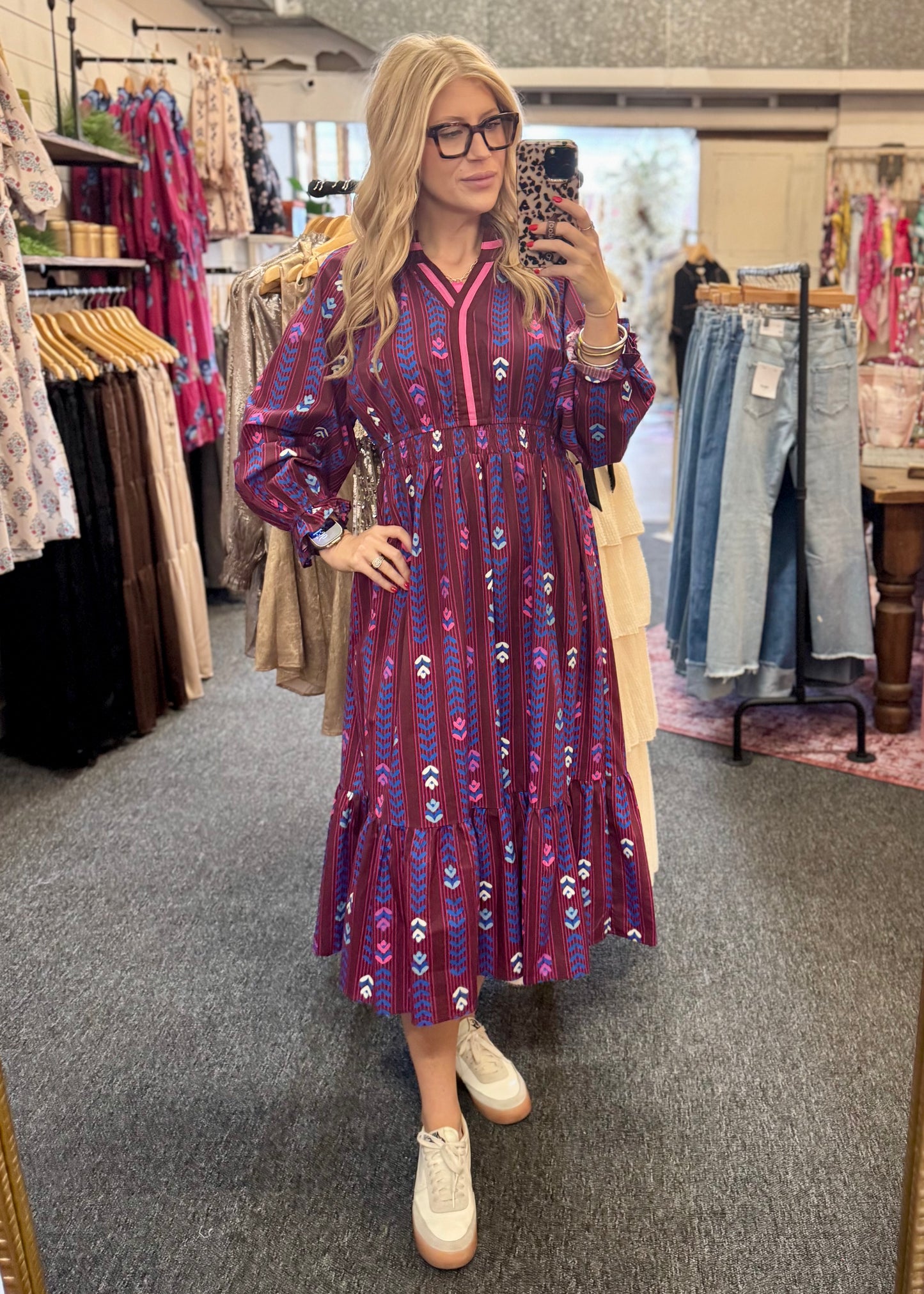 Striped Detail Midi Dress