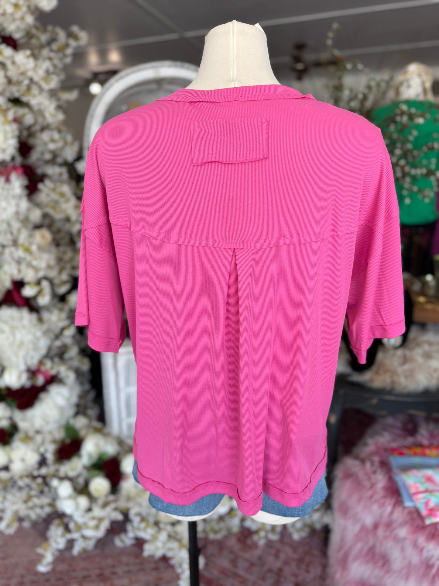Ribbed Boyfriend Tee, Pink