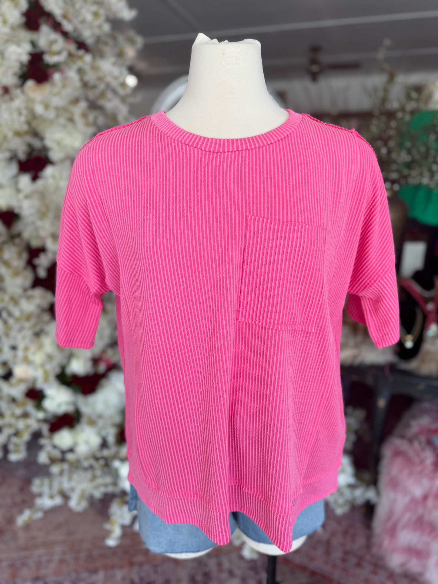 Relaxed Pocket Blouse, Strawberry Pink