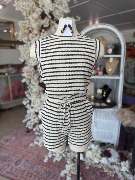Black Striped Romper
