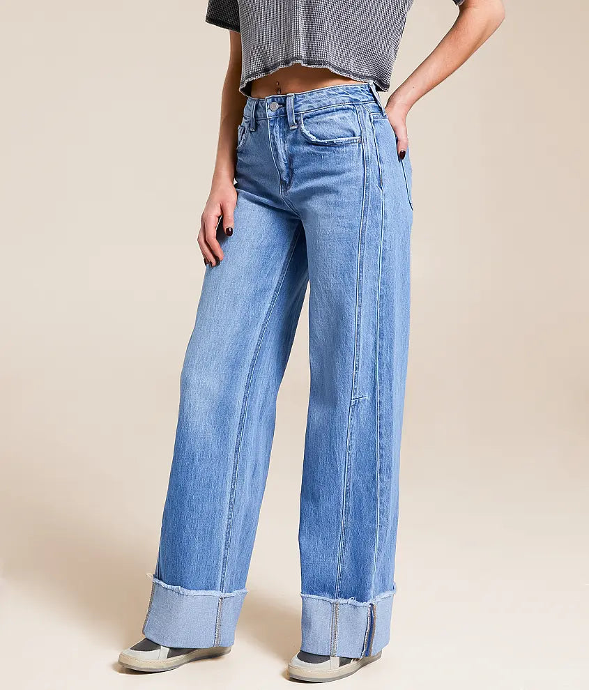Vervet - Adore You, High Rise Cuffed Wide Leg Jean