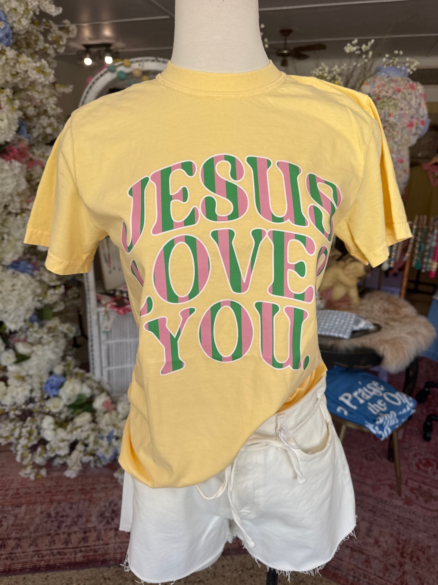 Jesus Loves You Tee, Butter Yellow