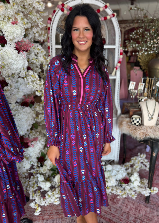 Striped Detail Midi Dress