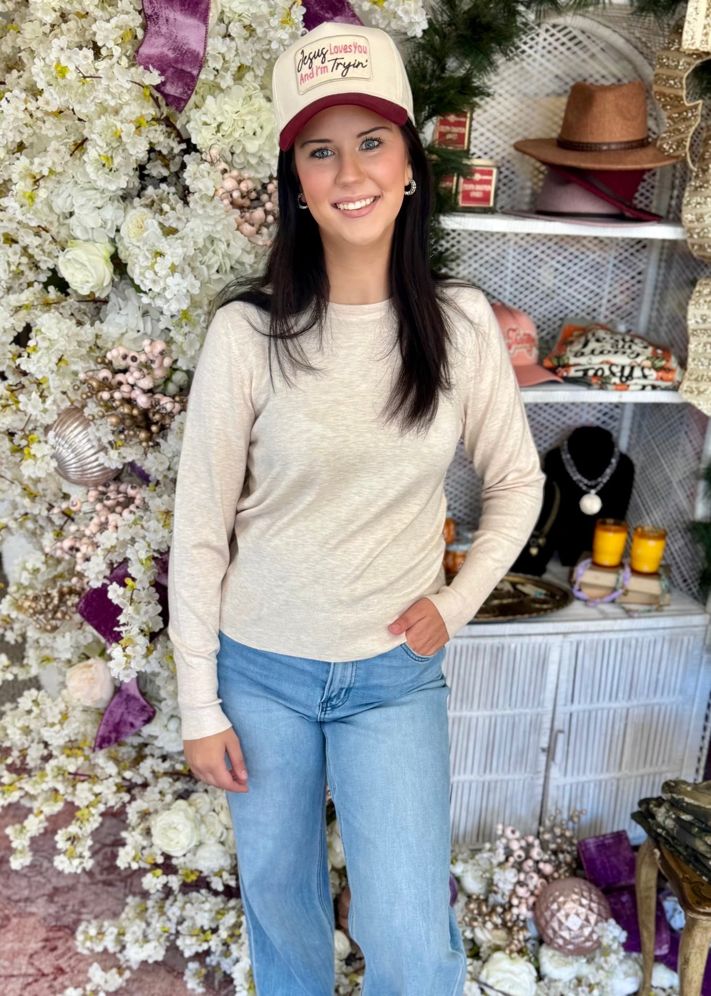 Oatmeal Round Neck Sweater