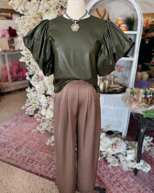 Olive Boat-Neck Top