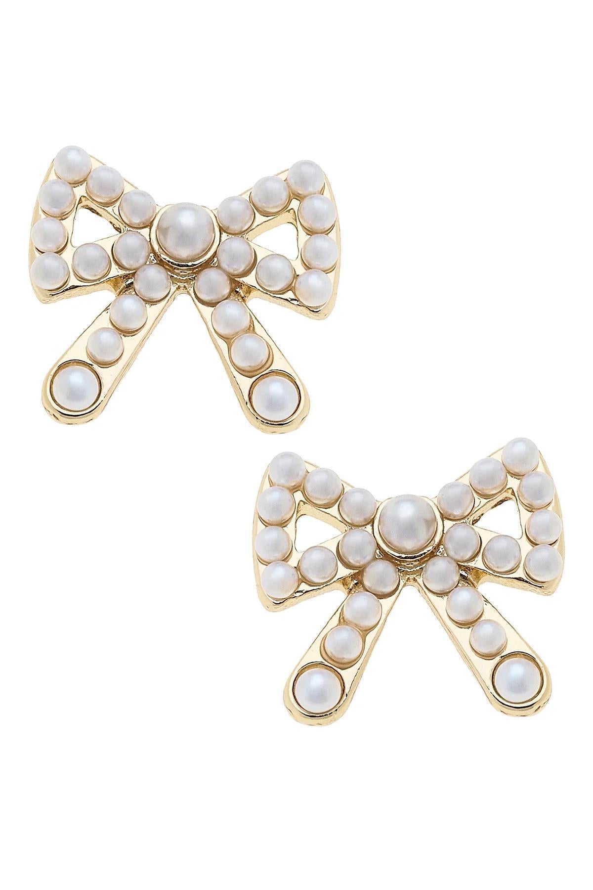 Dawn Pearl Studded Bow Earrings