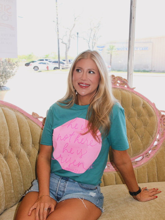 He is Risen Pink Circle Tee