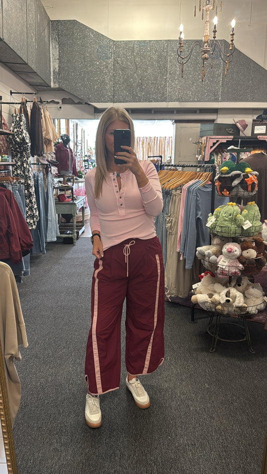 Maroon Stripe Track Pant