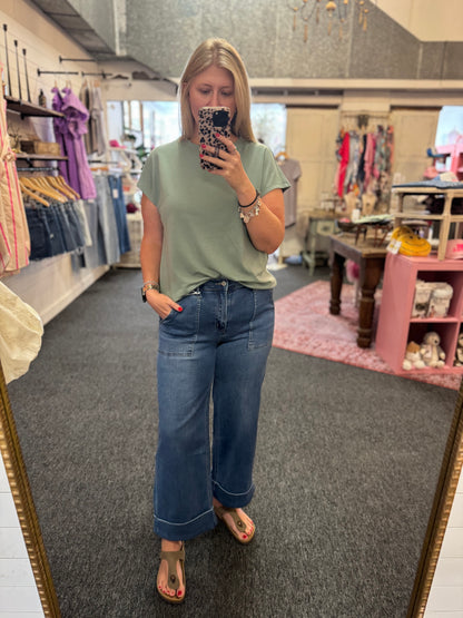 Butter Soft Wide Leg Jean, Med. Wash