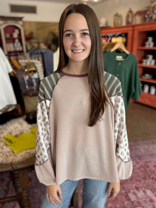 Oversized Mixed Media Pullover