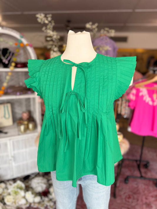 Kelly Green Poplin Top