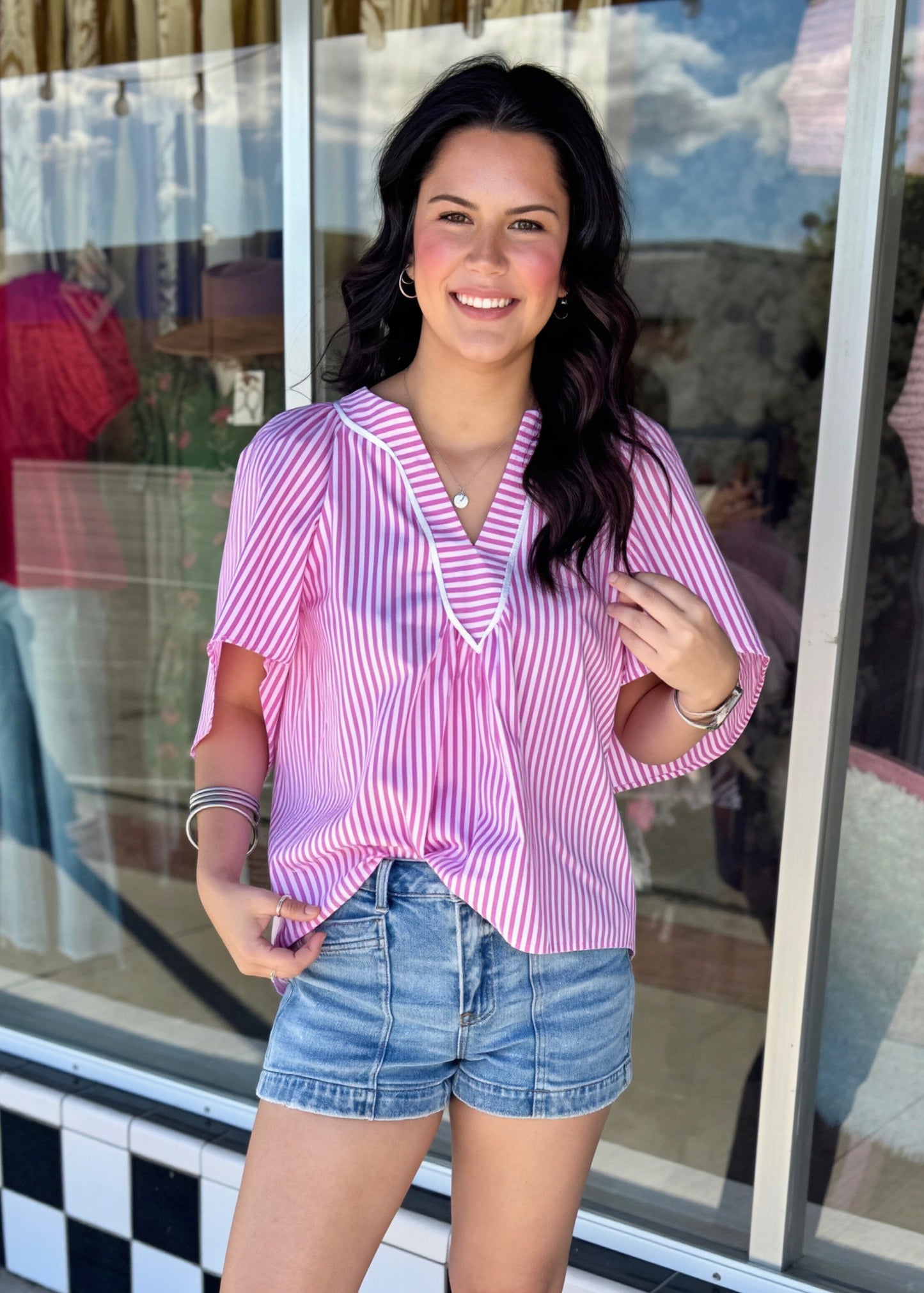 Pink Oversized Flutter Sleeve
