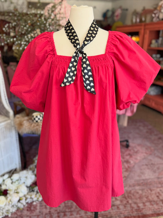 Bubble Sleeve Cotton Dress