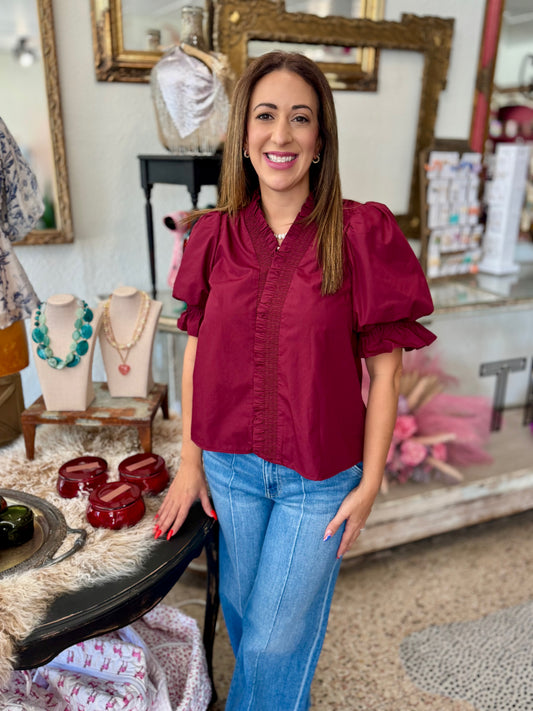 Ruffle V-Neck