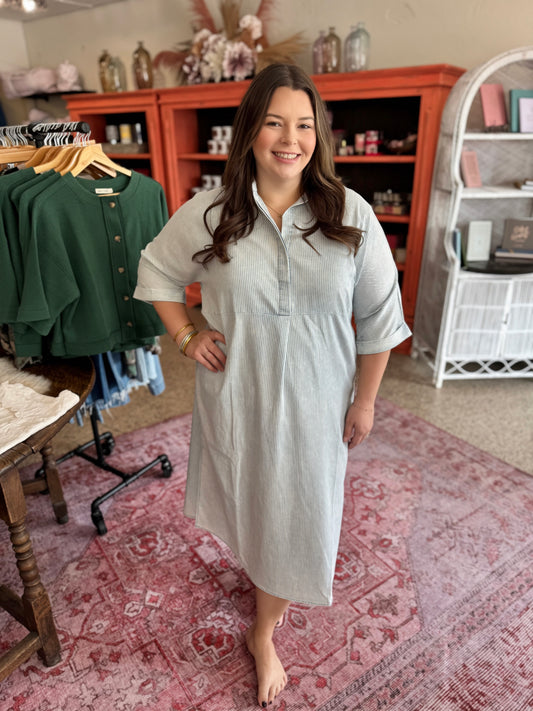 Collard Maxi Shirt Dress