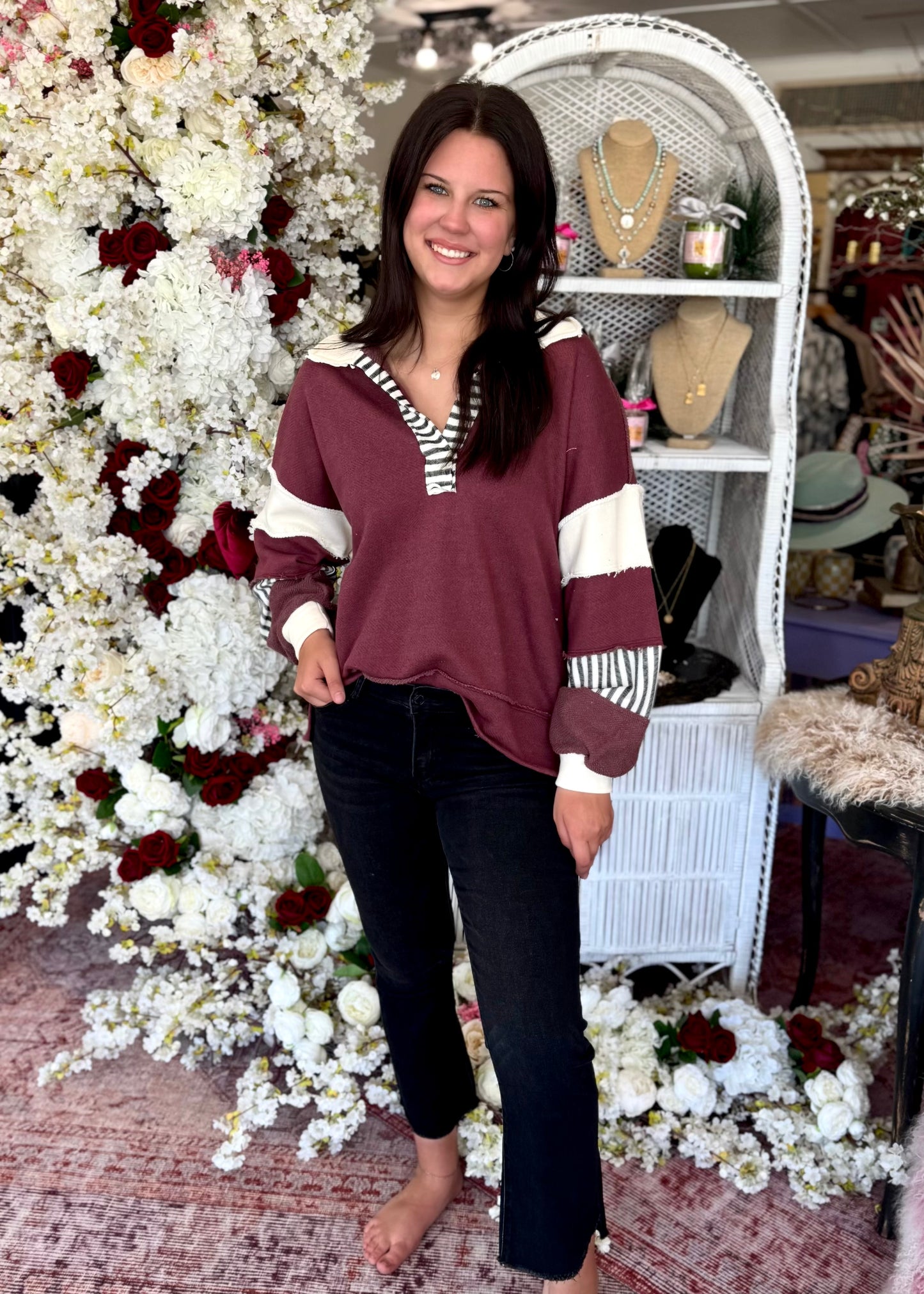 French Terry Color-Block Pullover