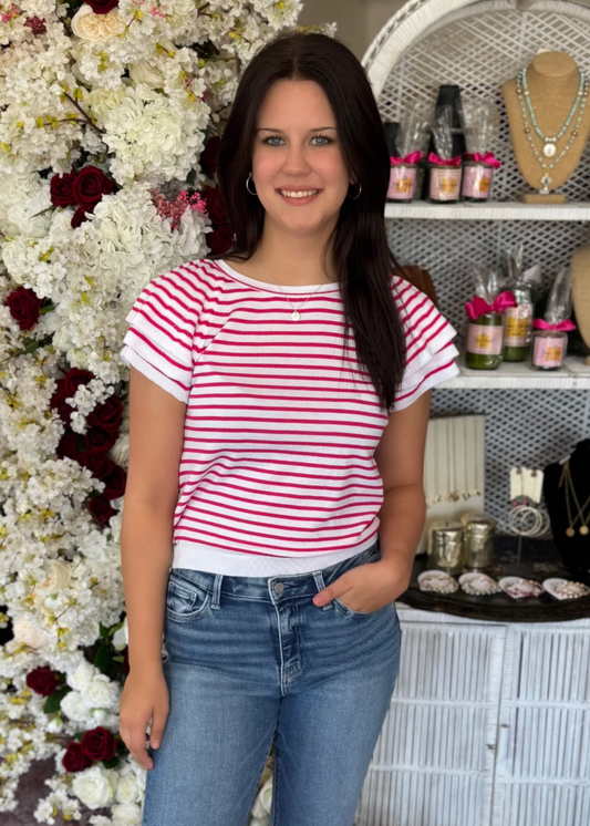 Fuchsia Striped Knit Top