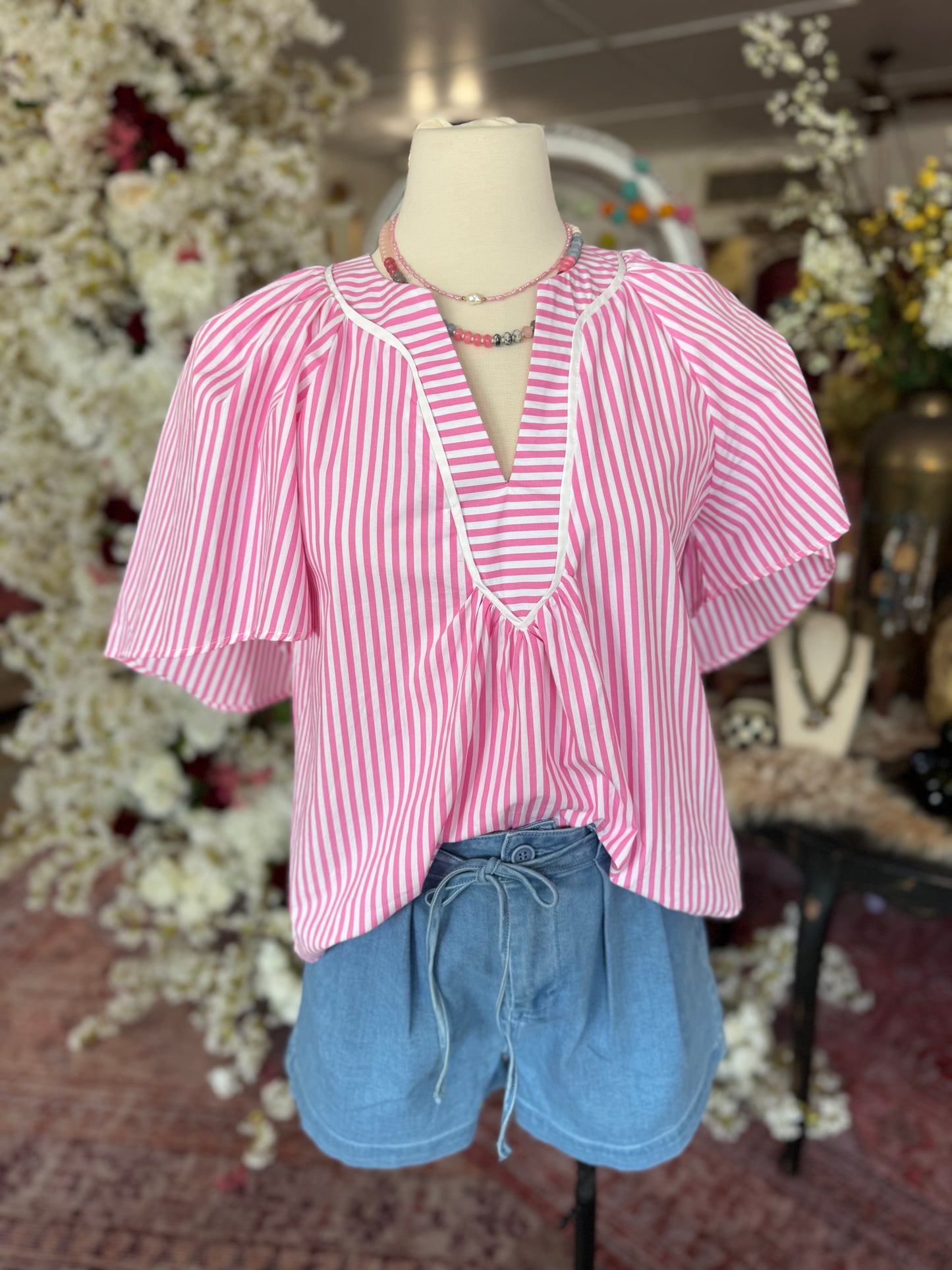Pink Oversized Flutter Sleeve