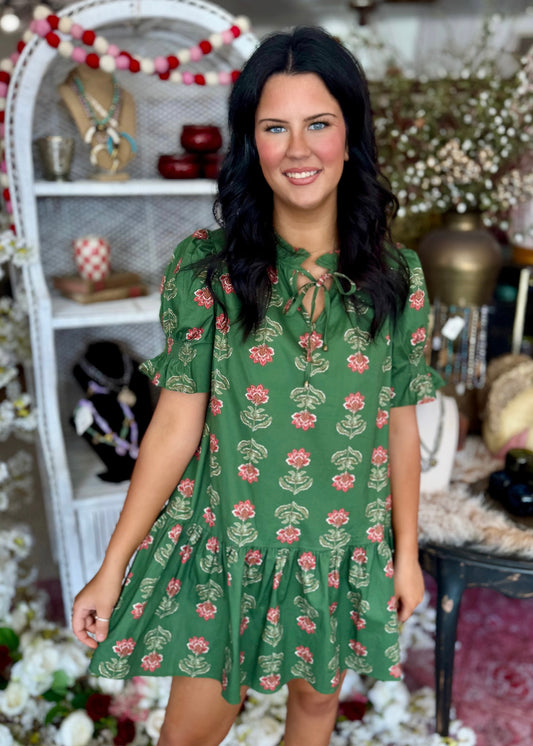 Olive Patterned Dress