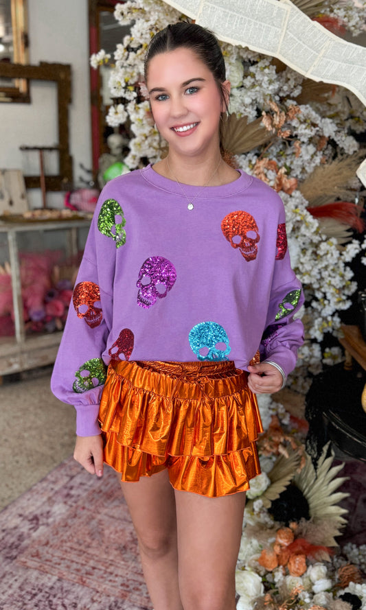 Sequin Skull Pullover