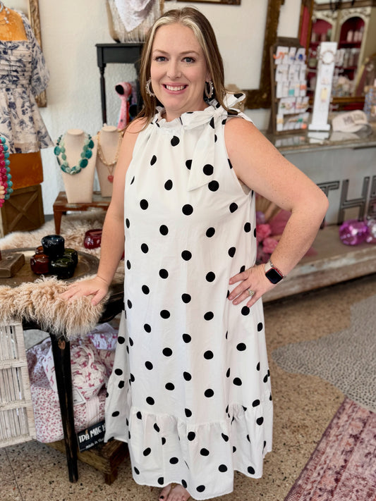 B&W Polkda Dot Maxi Dress