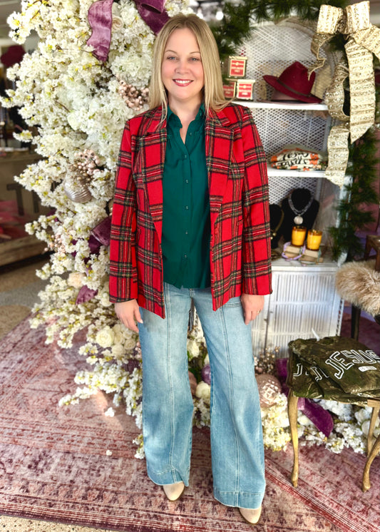 Red Plaid Blazer