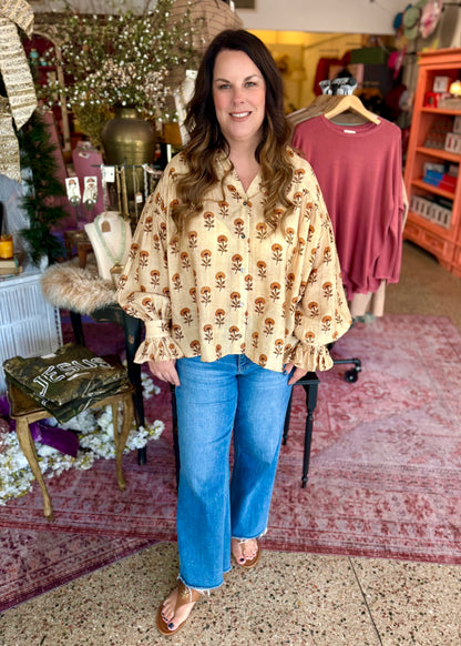 Marigold Button Down Top