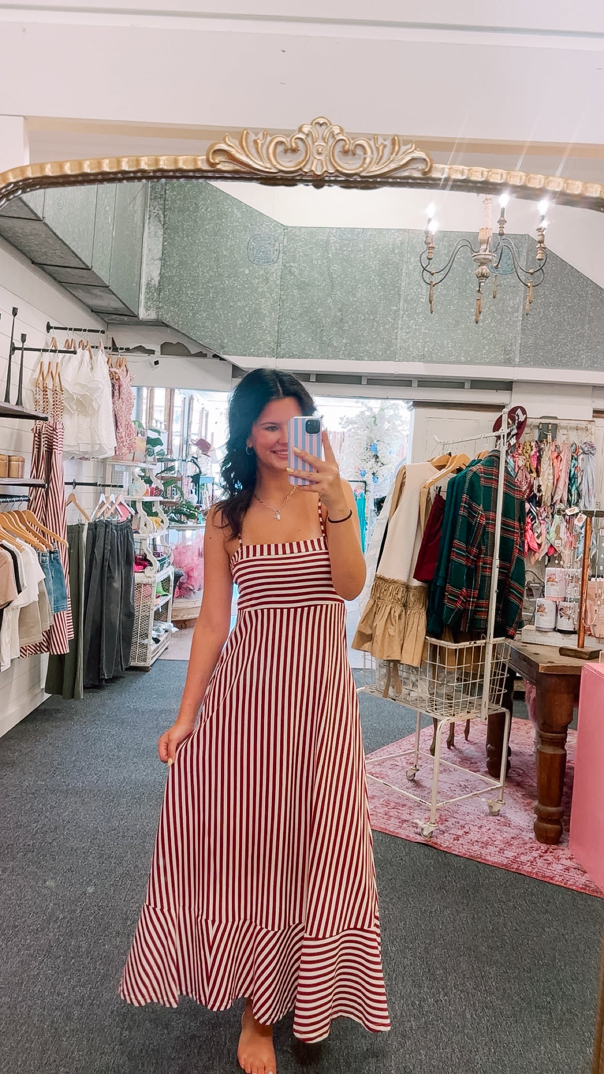 Wine Stripe Maxi Dress