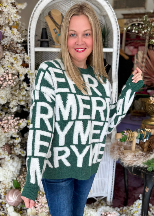 Hunter Green Merry Sweater