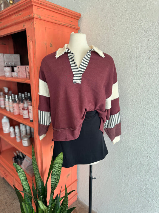 French Terry Color-Block Pullover