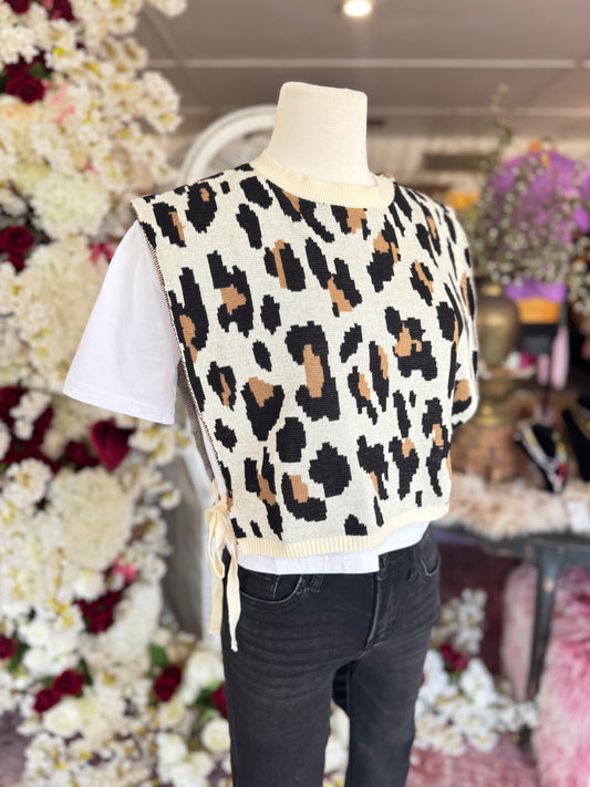 Animal Print Sweater Vest