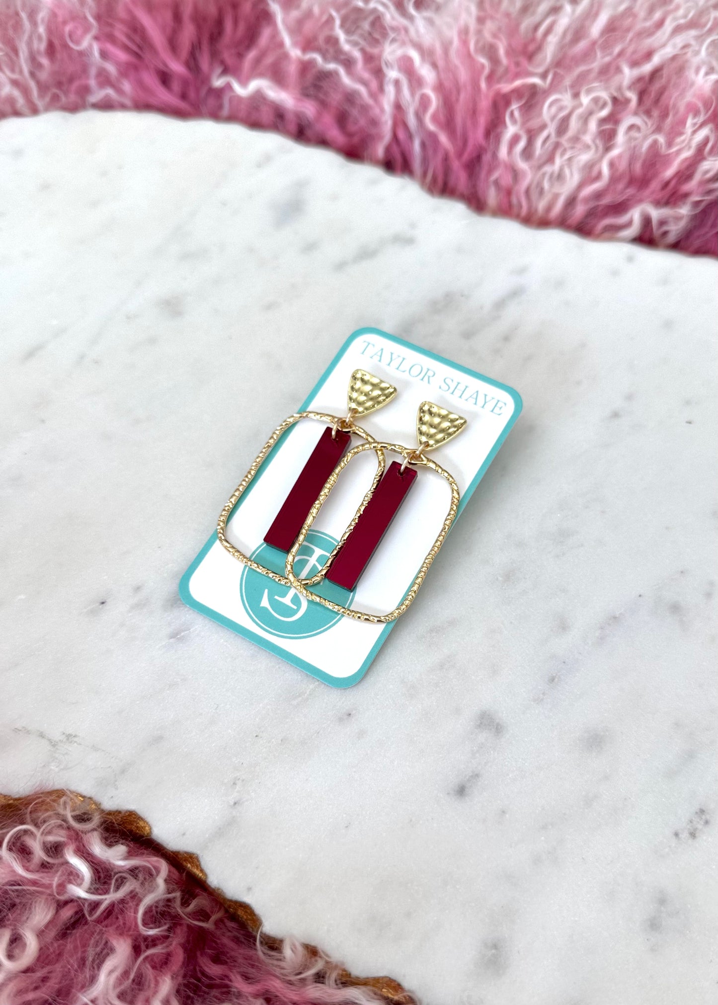 Maroon Mirror Stick Hoops