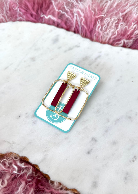 Maroon Mirror Stick Hoops