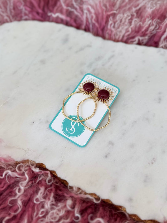 Gameday Sunburst Hoops, Maroon