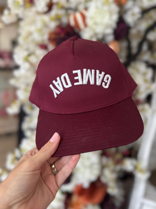 Embroidered "Game Day" Hat, Maroon