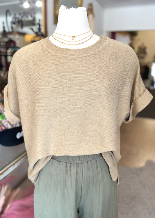 Dolman Sleeve Knit Top, Taupe