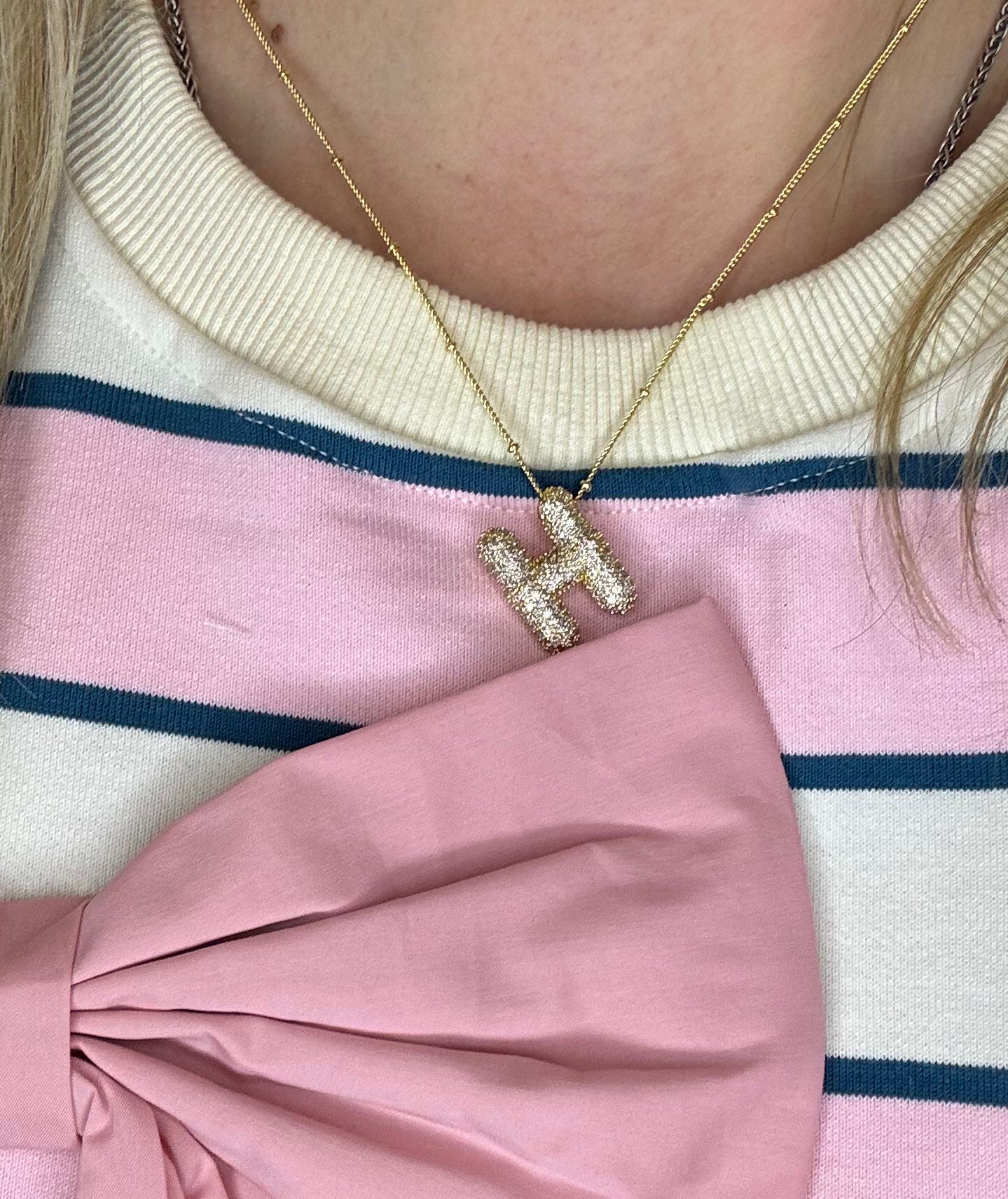 Bubble Letter Initial Necklace