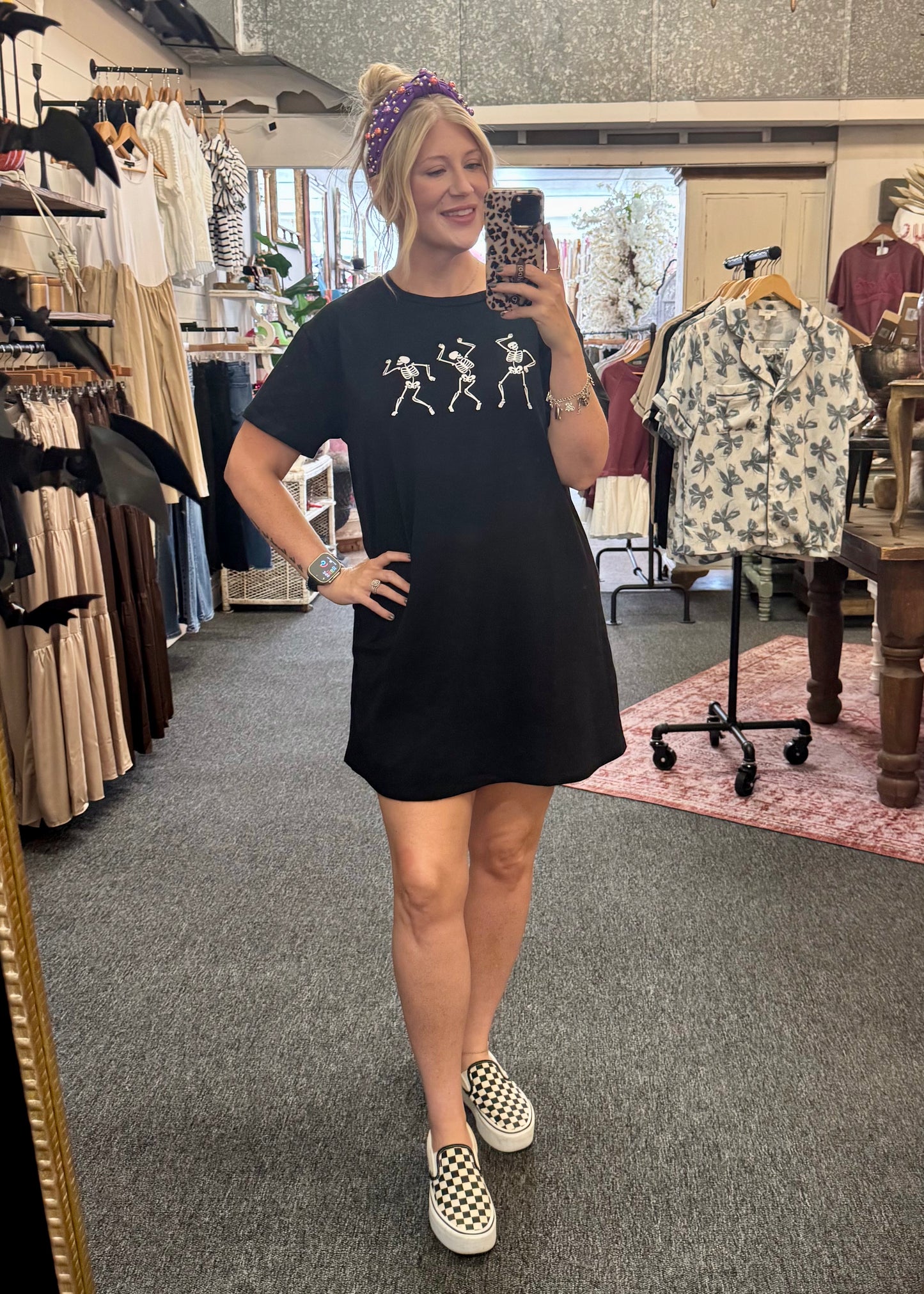 Dancing Skeleton T-Shirt Dress