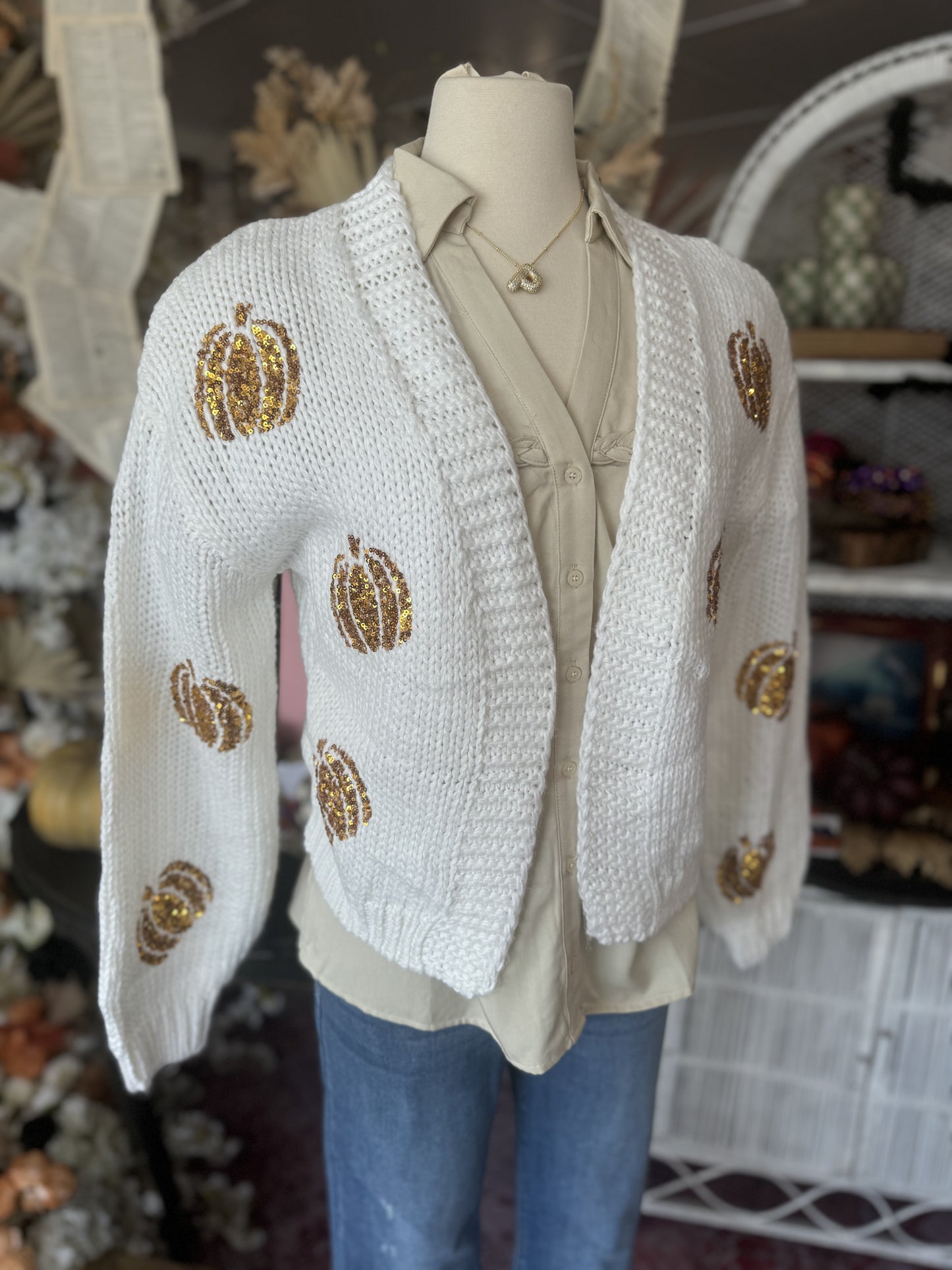 Sequin Pumpkin Cardigan