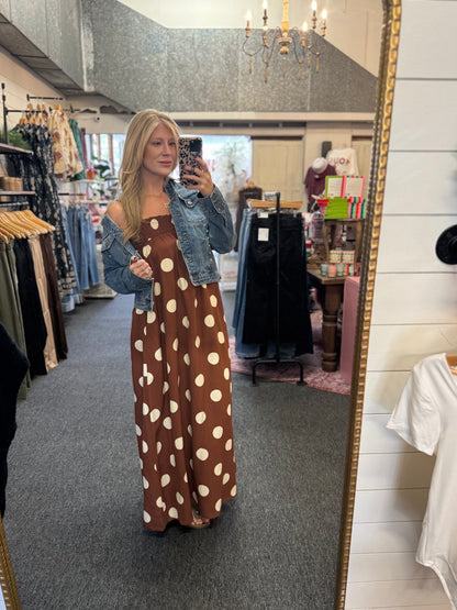 Brown Polka Dot Maxi Dress