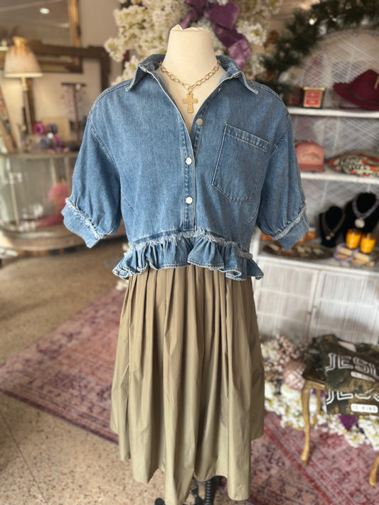 Pleated Waist Midi Skirt, Olive