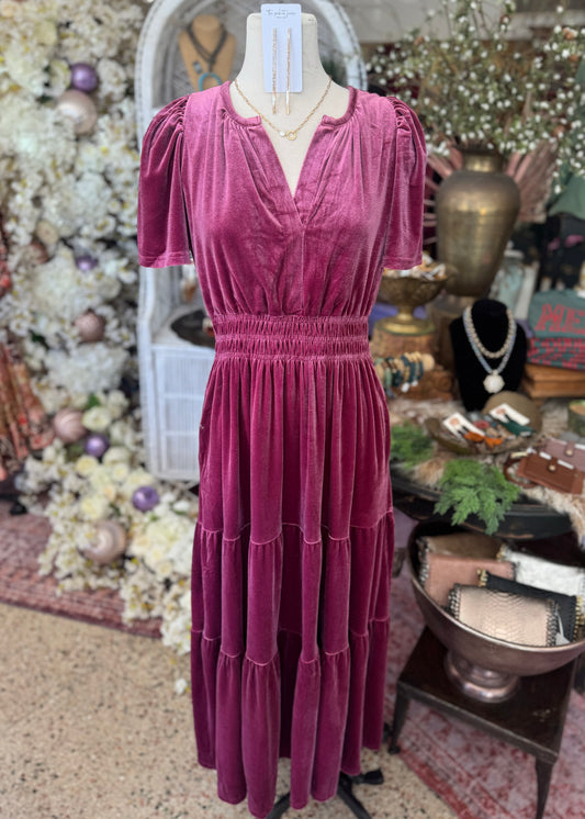 Rose Velvet Dress